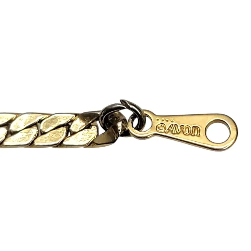 Vintage Avon Two Tone Gold Silver Curb Chain Blank ID Plaque Bracelet Unisex